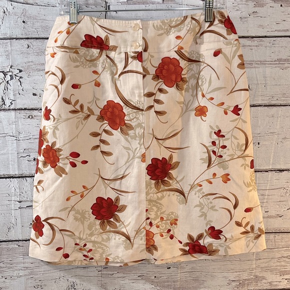 HARVE BENARD Skirt A Line Linen Blend with Floral Design-10 - Picture 1 of 2